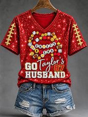Women's Football Gameday Gift For Football Fans V-Neck Tee