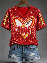 Women's Football Gameday Gift For Football Fans V-Neck Tee