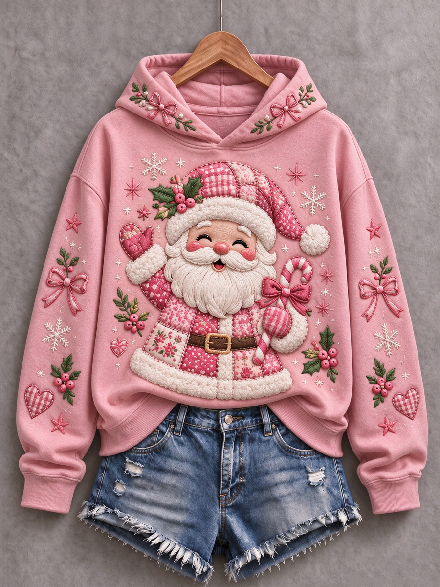 Women's Christmas Breast Cancer Print Regular Sweatshirt