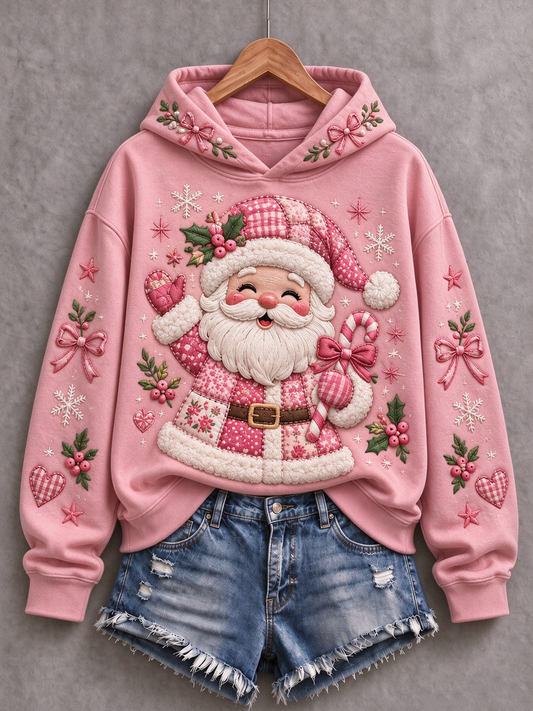 Women's Christmas Breast Cancer Print Regular Sweatshirt