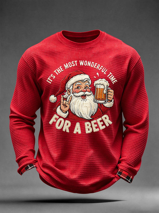 Men's It's The Most Wonderful Time For A Beer Waffle Long Sleeve T-Shirt