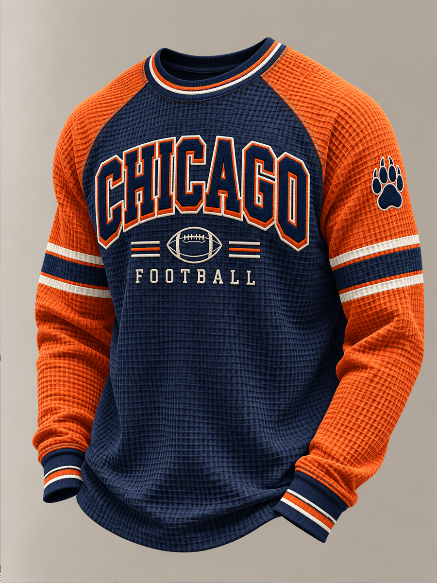 Men's Football Gameday Gift For Football Fans Waffle Sweatshirt