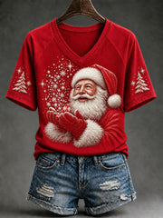 Women's Vintage Christmas Santa Claus Short Sleeve T-shirt