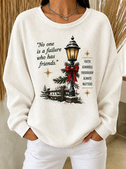 Women's Christmas Printed Waffle Sweatshirt