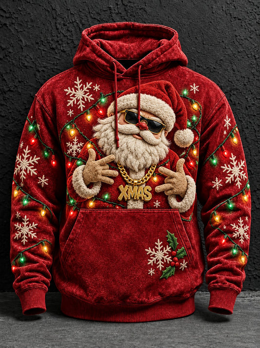 Men's Christmas Santa Printed Hoodie