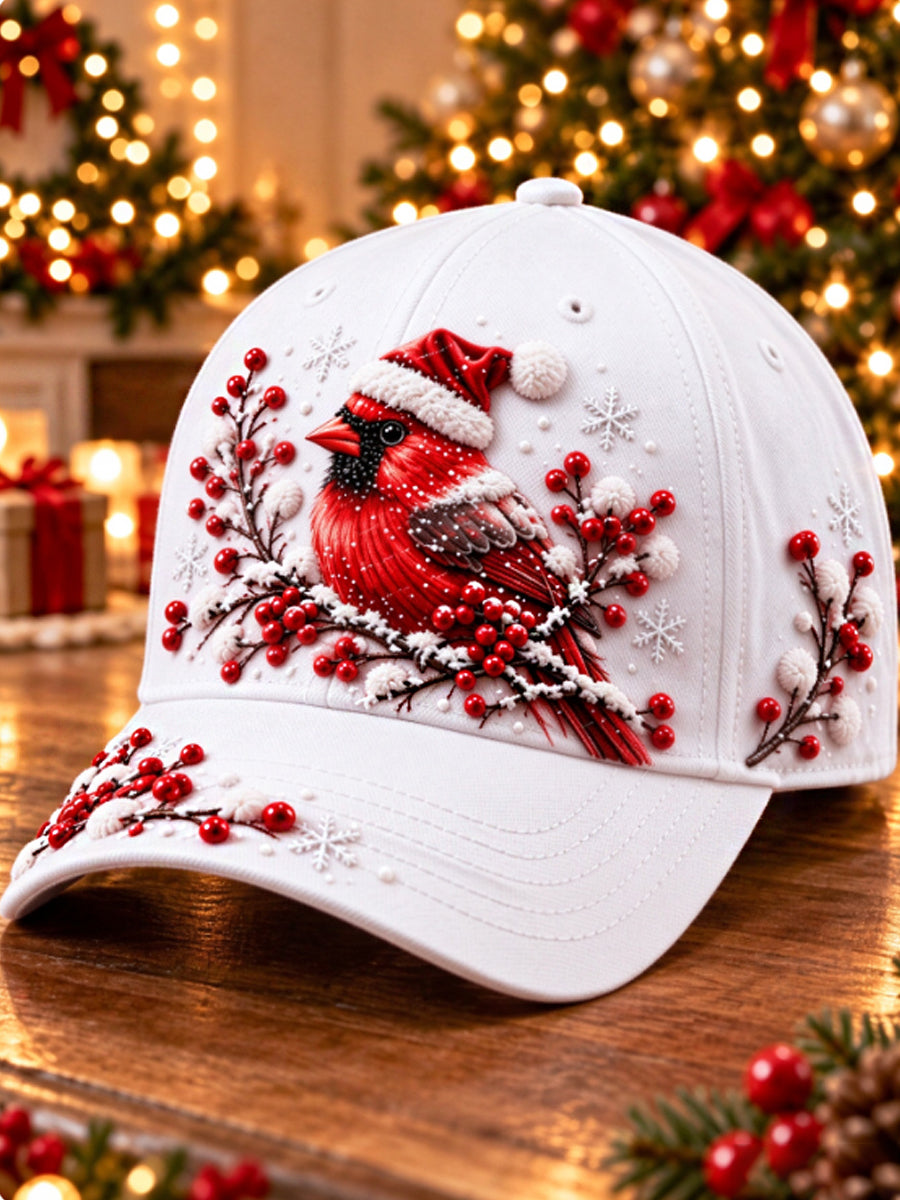 Unisex  vintage christmas Northern Cardinal Hat