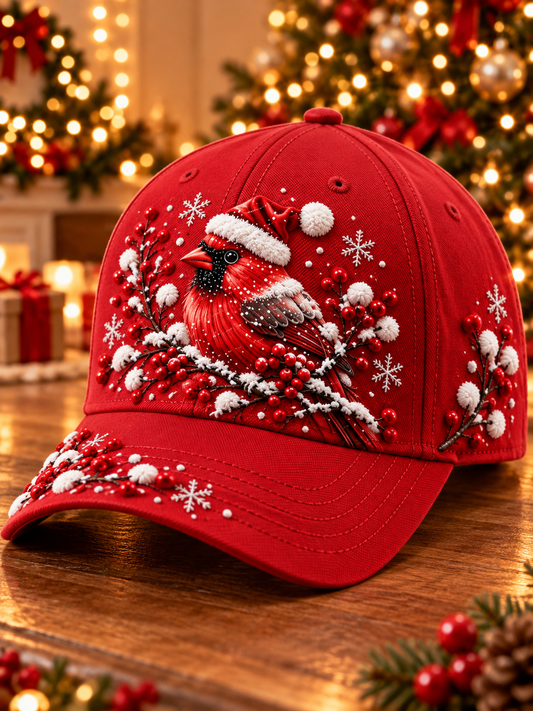 Unisex  vintage christmas Northern Cardinal Hat