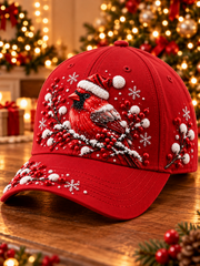 Unisex  vintage christmas Northern Cardinal Hat