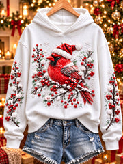 Women's vintage christmas Northern Cardinal Regular Sweatshirt