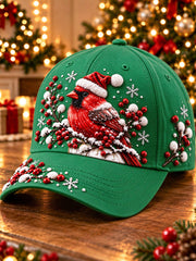 Unisex  vintage christmas Northern Cardinal Hat