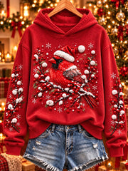 Women's vintage christmas Northern Cardinal Regular Sweatshirt