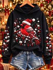 Women's vintage christmas Northern Cardinal Regular Sweatshirt