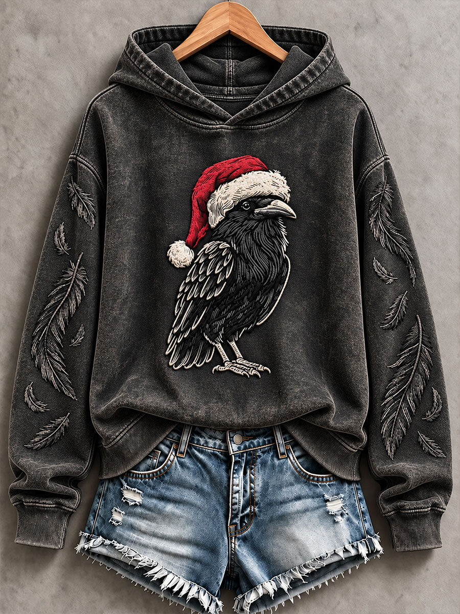 Women's A Crow Wearing A Santa Hat Regular Sweatshirt