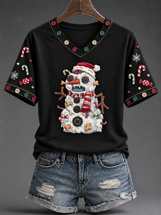 Women's Christmas/Halloween Scary Snowman T-shirt