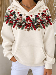 Women's Christmas Magpie Pattern Design Casual Hoodie