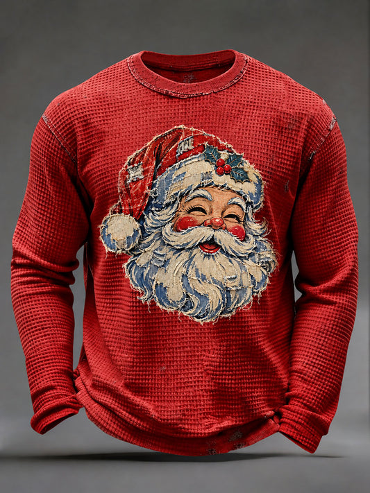 Men's Christmas Waffle Print Casual T-Shirt
