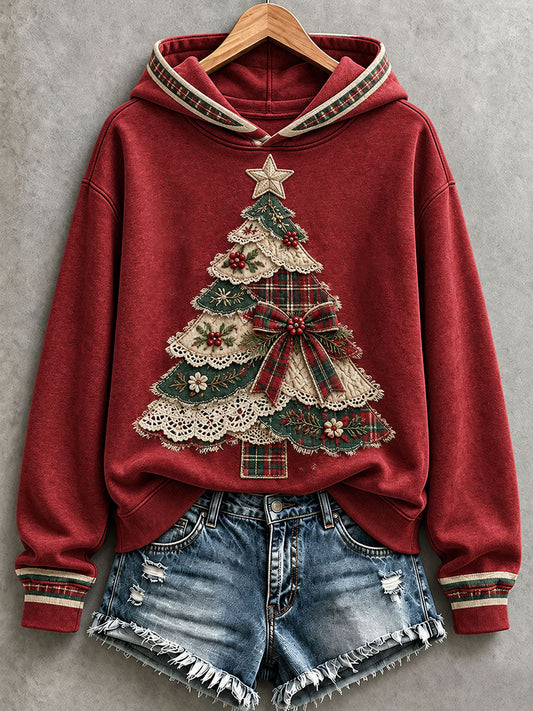 Women's Christmas Tree Patchwork Art Hoodie