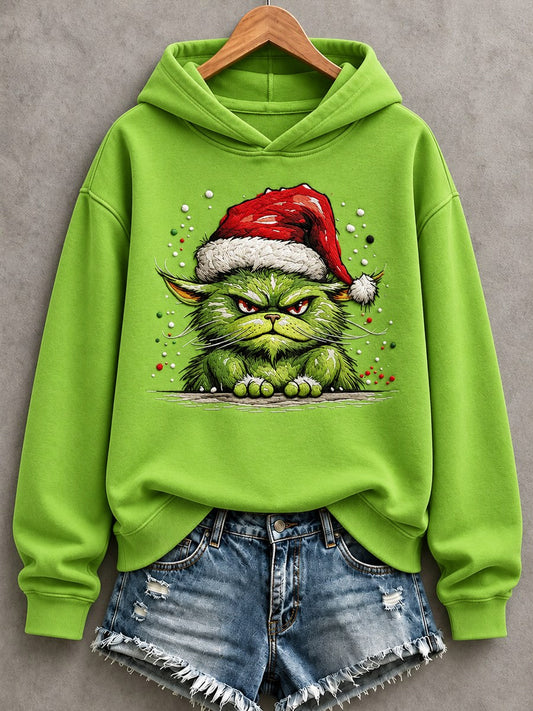 Women's Christmas Funny Cat Is This Enough? Print Casual Hoodie