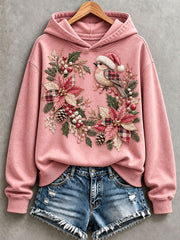 Women's Floral and Bird Patchwork Art Hoodie