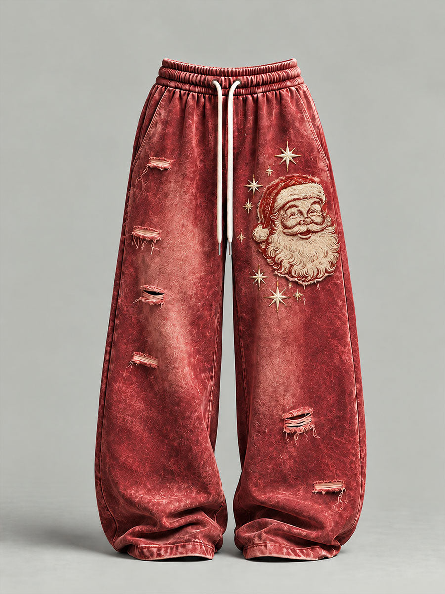 Women's Retro Santa Claus Christmas Print Casual Pants