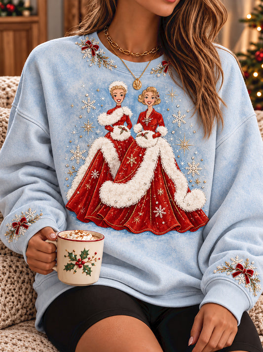 Women's Vintage Merry Christmas Printed Sweatshirt