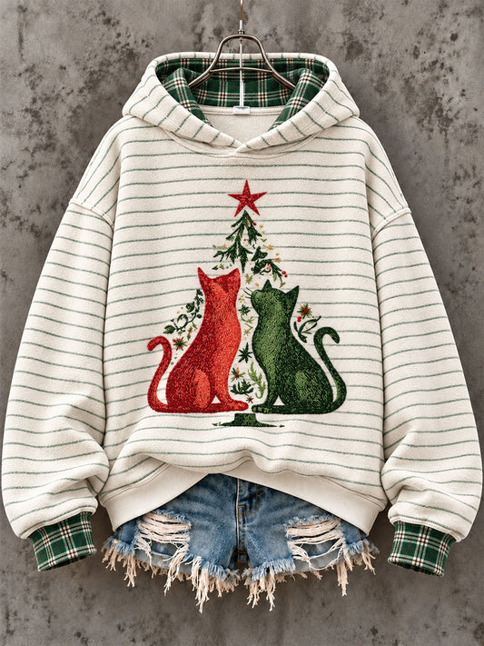 Women’s Cat Christmas Tree Print Sweatshirt