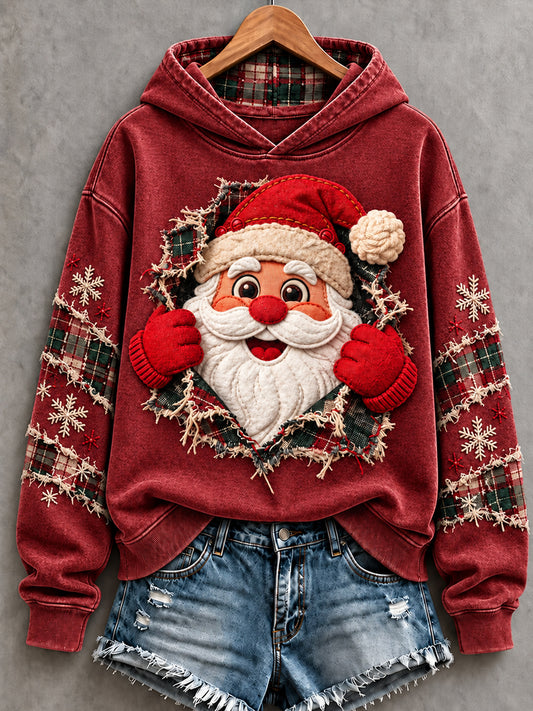 Women's Christmas Santa Claus Art Printed Hoodie