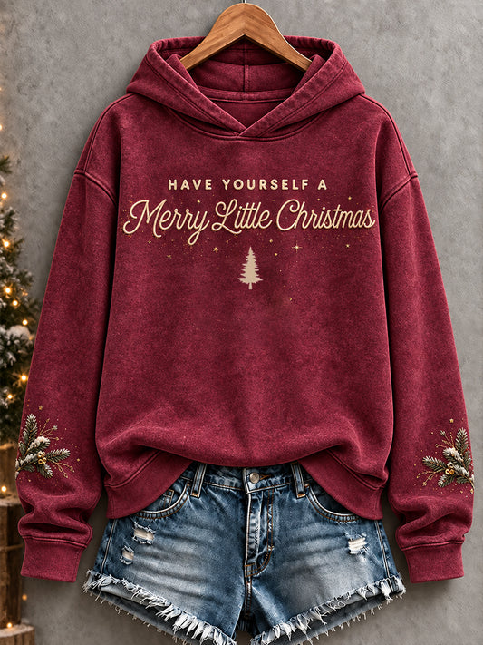 Women's Merry Christmas Art Printed Hoodie