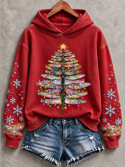 Women's Funny Christmas tree Print Hoodie