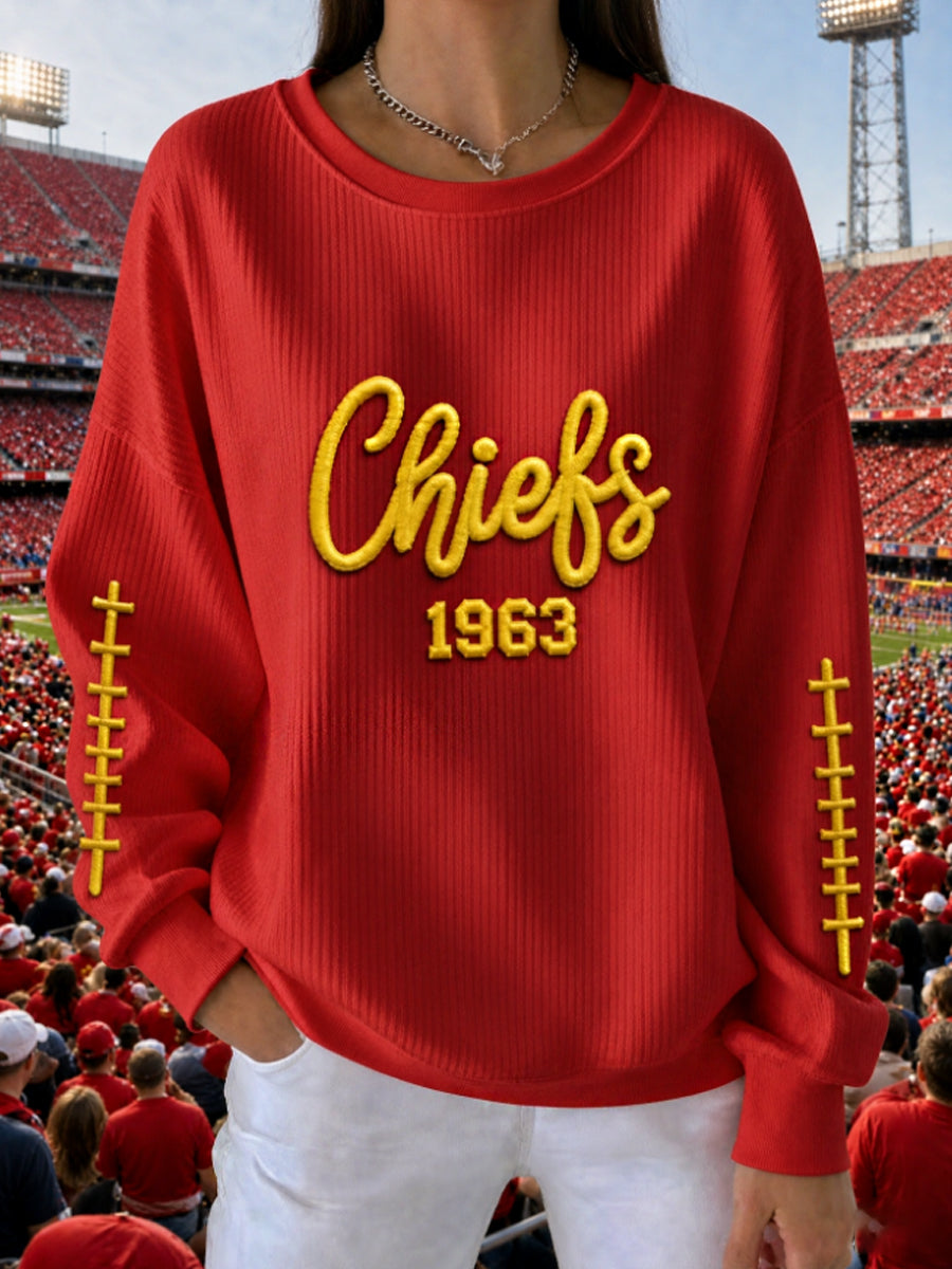 Women's Ribbed Round-Neck Sweatshirt
