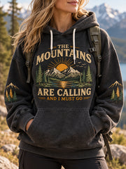 Women's The Mountains Are Calling And I Must Go Hike Lovers Casual Hoodie