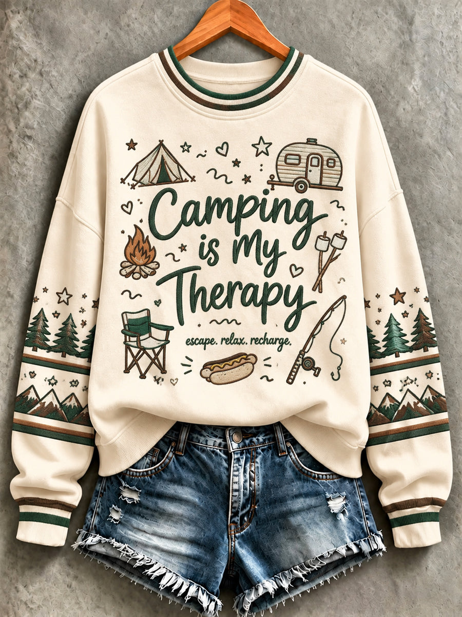 Women's Camping Print Sweatshirt