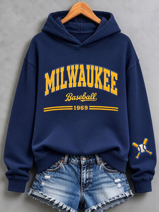 Women's Baseball Print Hoodies