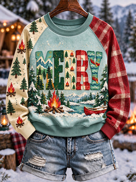 Women's Christmas Winter Camping Print Sweatshirt