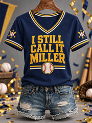 Women's Gift For Baseball Fans Casual V-Neck Tee