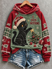 Women's Christmas Funny Cat Art Regular Hoodie