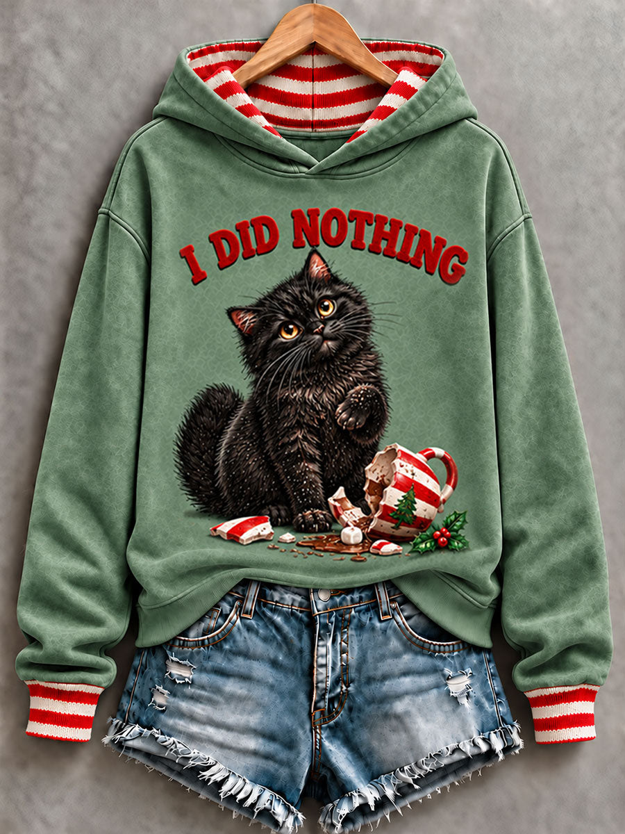 Women's Christmas Funny Cat Art Regular Hoodie