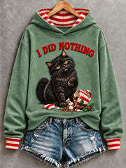 Women's Christmas Funny Cat Art Regular Hoodie