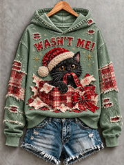 Women's Christmas Funny Cat Art Regular Hoodie