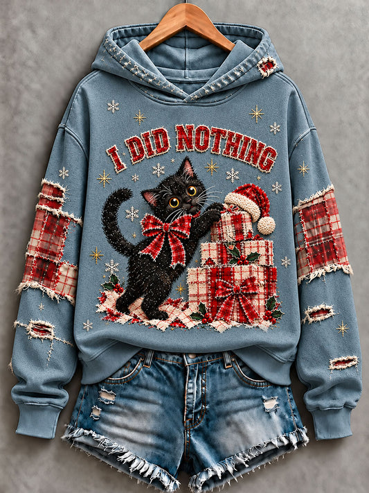 Women's Christmas Funny Cat Art Regular Hoodie