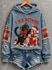 Women's Christmas Funny Cat Art Regular Hoodie