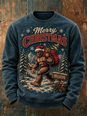 Men's Vintage Christmas pattern casual round-neck sweatshirt.