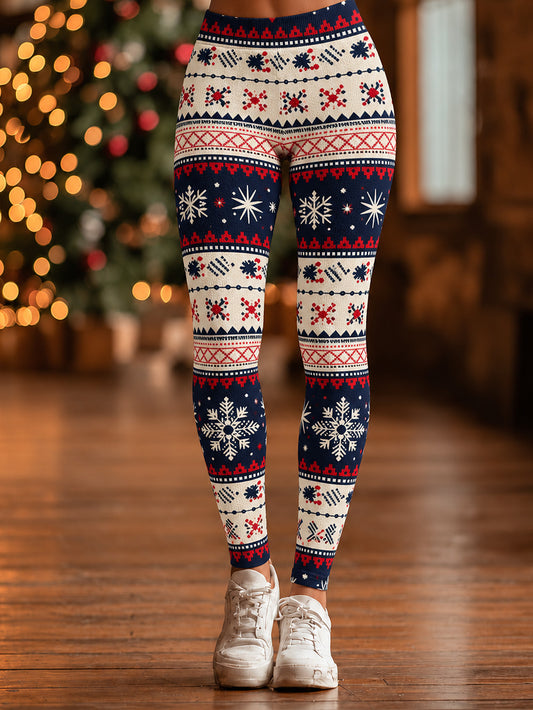 Women's Christmas-themed pattern design casual Velvet Leggings