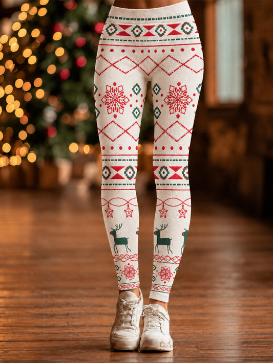 Women's  Christmas Pattern Gradient Design Casual Velvet Leggings