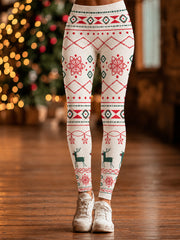 Women's  Christmas Pattern Gradient Design Casual Velvet Leggings