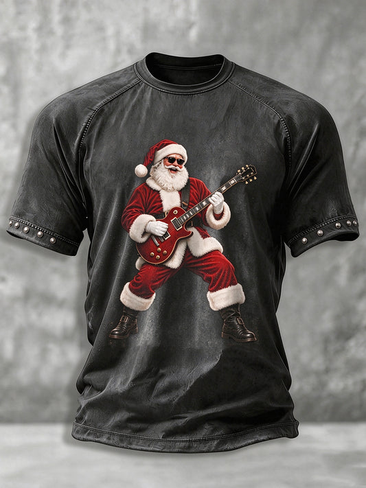 Men's Heavy Metal Rock Christmas Print T-shirt