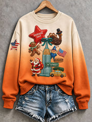 Women's Thanksgiving Day Parade Print Casual Sweatshirt