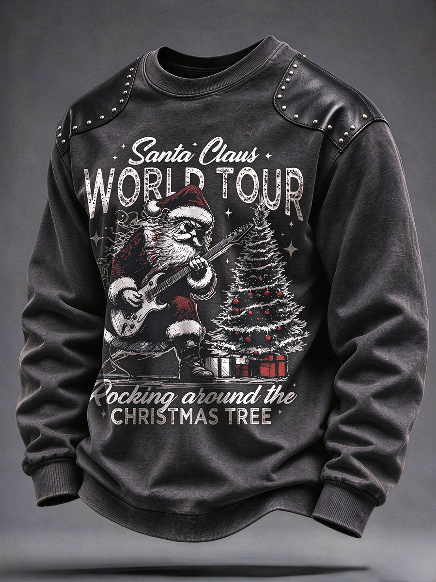 Men's Heavy Metal Rock Christmas Print CrewNeck Sweatshirt