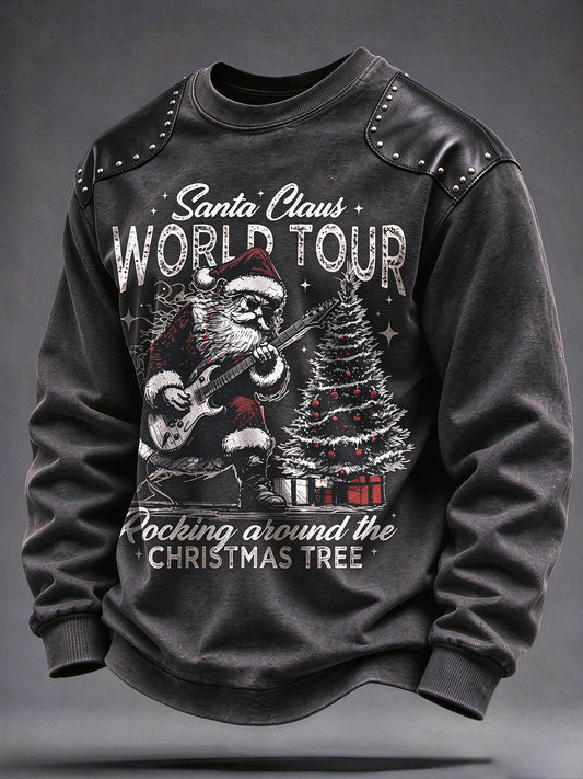 Men's Heavy Metal Rock Christmas Print CrewNeck Sweatshirt