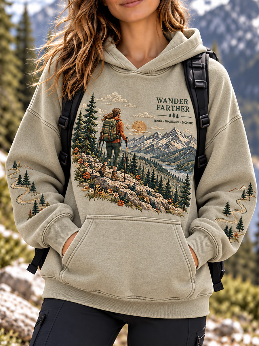 Women's Wilderness Trail Print Hike Lovers Casual Hoodies